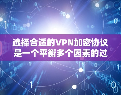 选择合适的VPN加密协议是一个平衡多个因素的过程。以下是对不同VPN协议的分析和总结,帮助你做出明智的选择 选择合适的VPN加密协议是一个平衡多个因素的过程。以下是对不同VPN协议的分析和总结,帮助你做出明智的选择