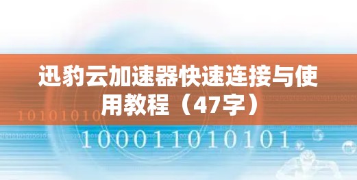 迅豹云加速器快速连接与使用教程(47字) 迅豹云加速器快速连接与使用教程(47字)