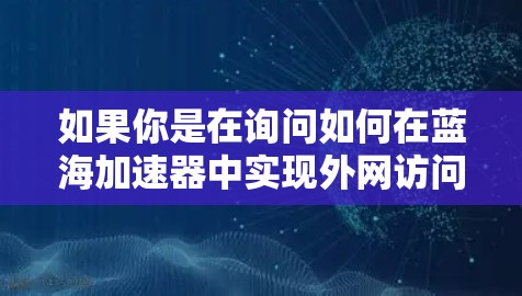 如果你是在询问如何在蓝海加速器中实现外网访问或优化外网性能，请注意，蓝海加速器主要用于内网环境的数据加速。如果需要访问外网或进行外网优化，通常会需要额外的工具或配置，如VPN、代理服务器、端口转发等