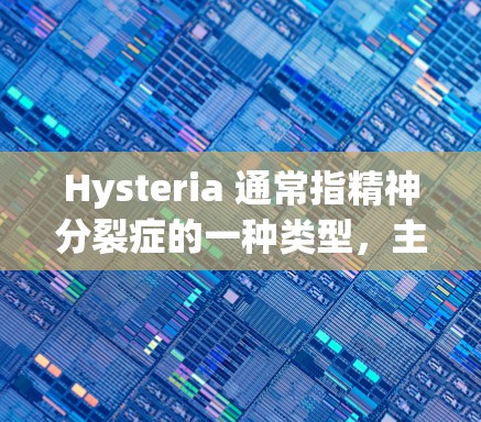 Hysteria 通常指精神分裂症的一种类型,主要表现为强烈的情绪波动、情绪障碍和认知失调。以下是一些常用的治疗和管理方法 Hysteria 通常指精神分裂症的一种类型,主要表现为强烈的情绪波动、情绪障碍和认知失调。以下是一些常用的治疗和管理方法