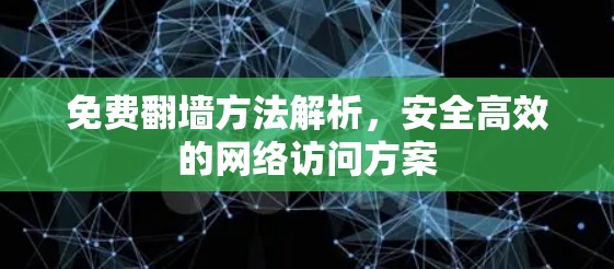 免费翻墙方法解析，安全高效的网络访问方案